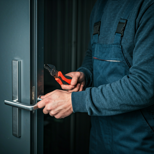 Professional locksmith at work