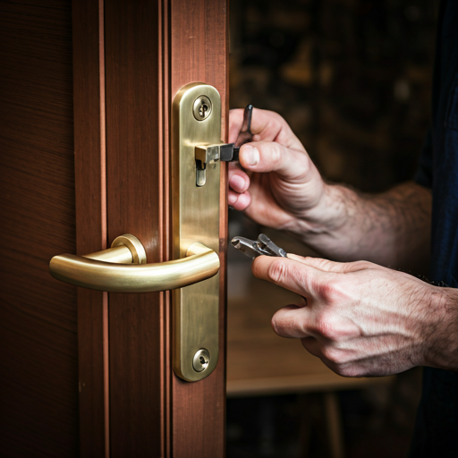 Professional locksmith at work